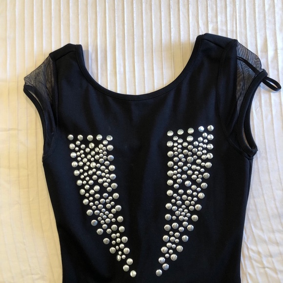 Bebe Black Studded Mesh Midi Dress - Picture 4 of 4